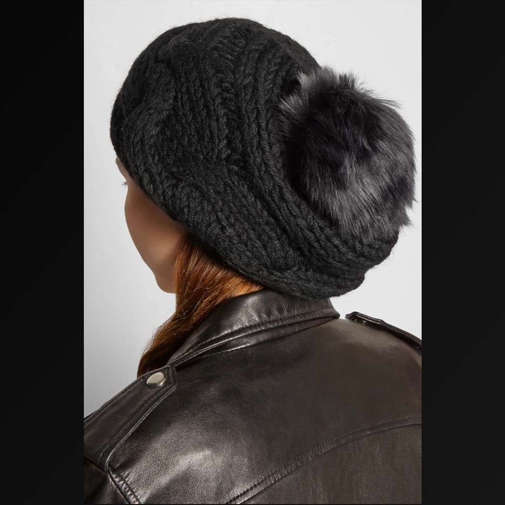 Karl Donoghue Black wool and shearling Beanie